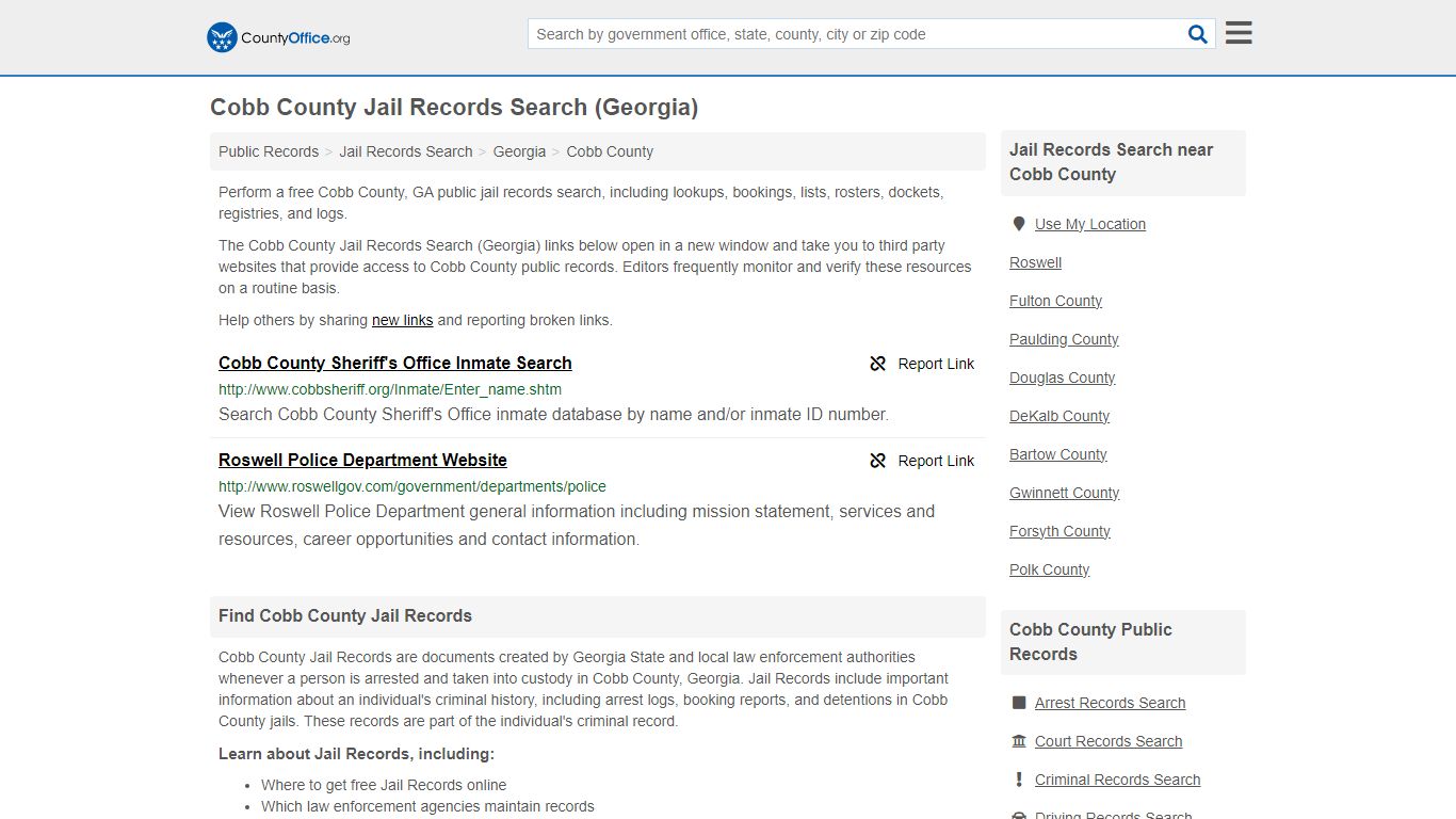 Jail Records Search - Cobb County, GA (Jail Rosters & Records)