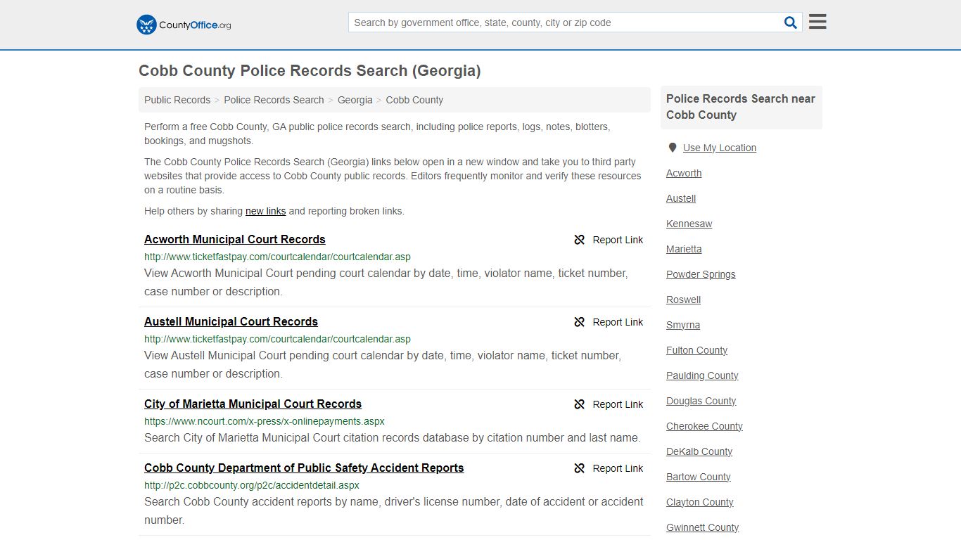 Police Records Search - Cobb County, GA (Accidents & Arrest Records)